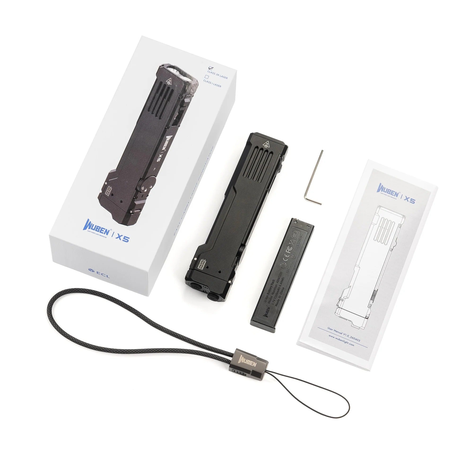 Linterna EDC compacta WUBEN X5 3 en 1 de 1300 lúmenes Grey
