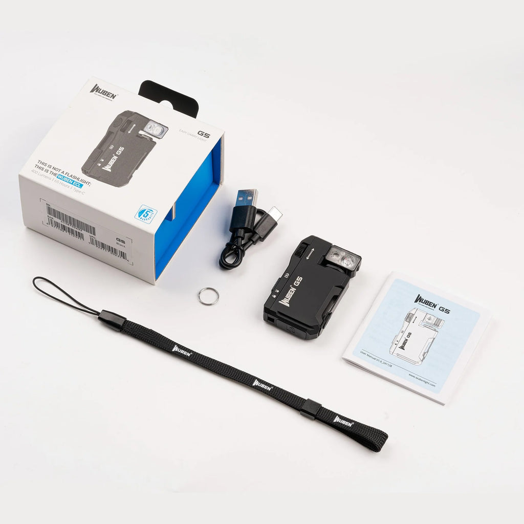Linterna recargable compacta con llavero EDC WUBEN G5 de 400 lúmenes