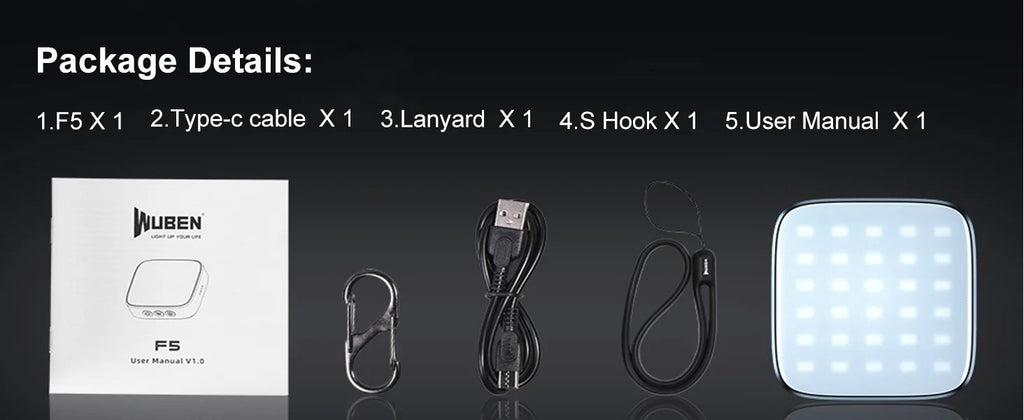 Batería externa recargable WUBEN F5 para camping y tiendas de campaña con luz LED