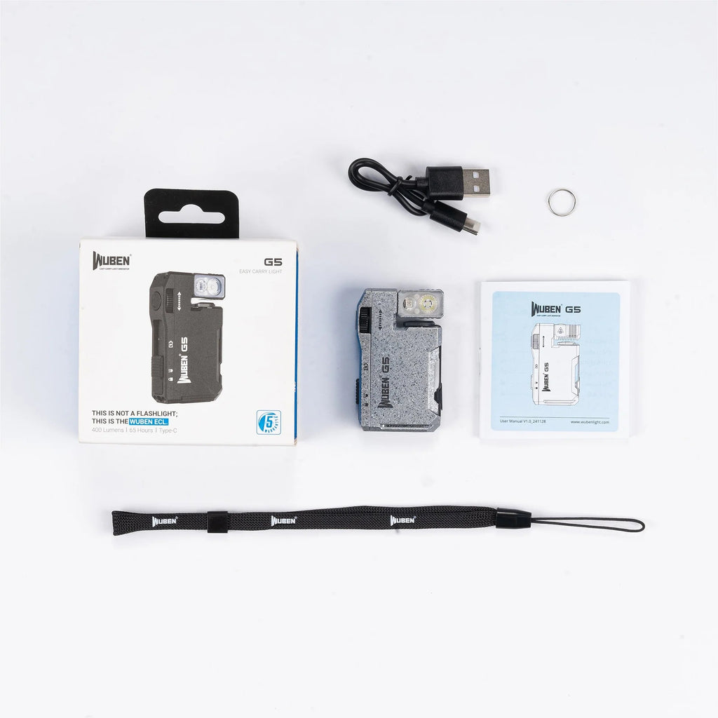Linterna recargable compacta con llavero EDC WUBEN G5 de 400 lúmenes